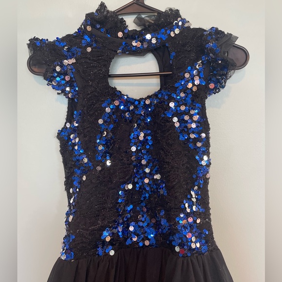 SOLD ♥️ Costume Gallery blue and black sequin high-low dance costume - Picture 3 of 9